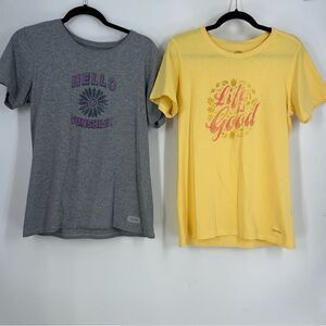 LIFE IS GOOD Bundle of 2 Gray & Yellow Short Sleeve T-Shirts Sz M